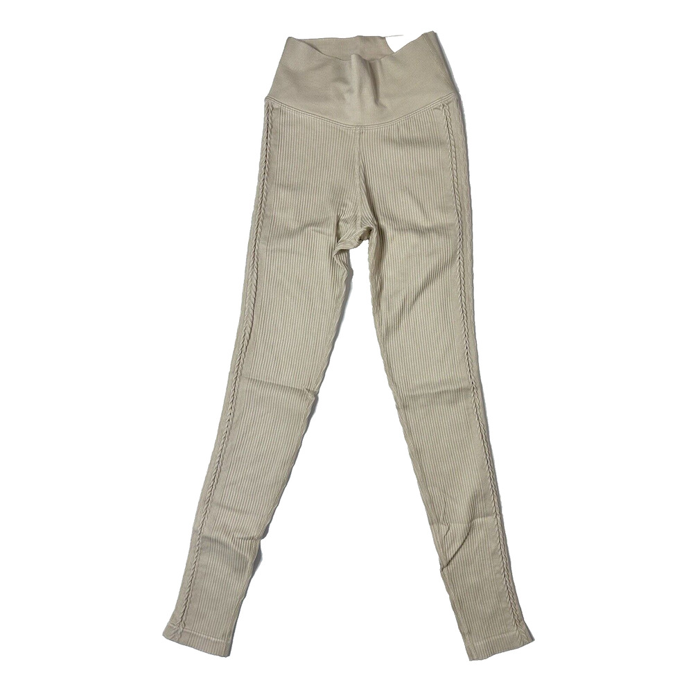 NWT! Aerie Offline Seamless Ribbed 7/8 Hi-Rise Leggings Black Sage Cream XS S L - Picture 13 of 16